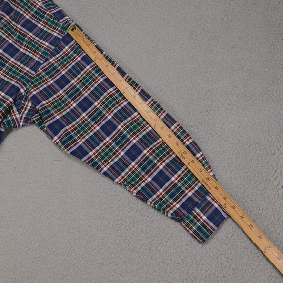 Polo Ralph Lauren Shirt Mens Large Blue Plaid Long Sleeve The Big Shirt Vintage - Picture 12 of 14